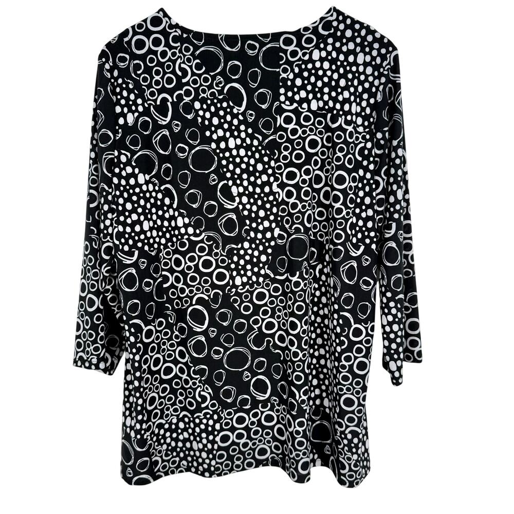 New Direction Sz XL Stretchy Black White Artsy Business Office Blouse Shirt Top - Picture 6 of 6